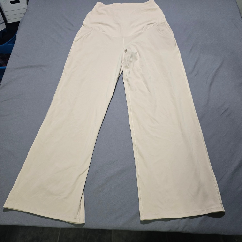 G4Free Yoga Pants Women XL Beige Wide Leg High Waisted Activewear GF24J290